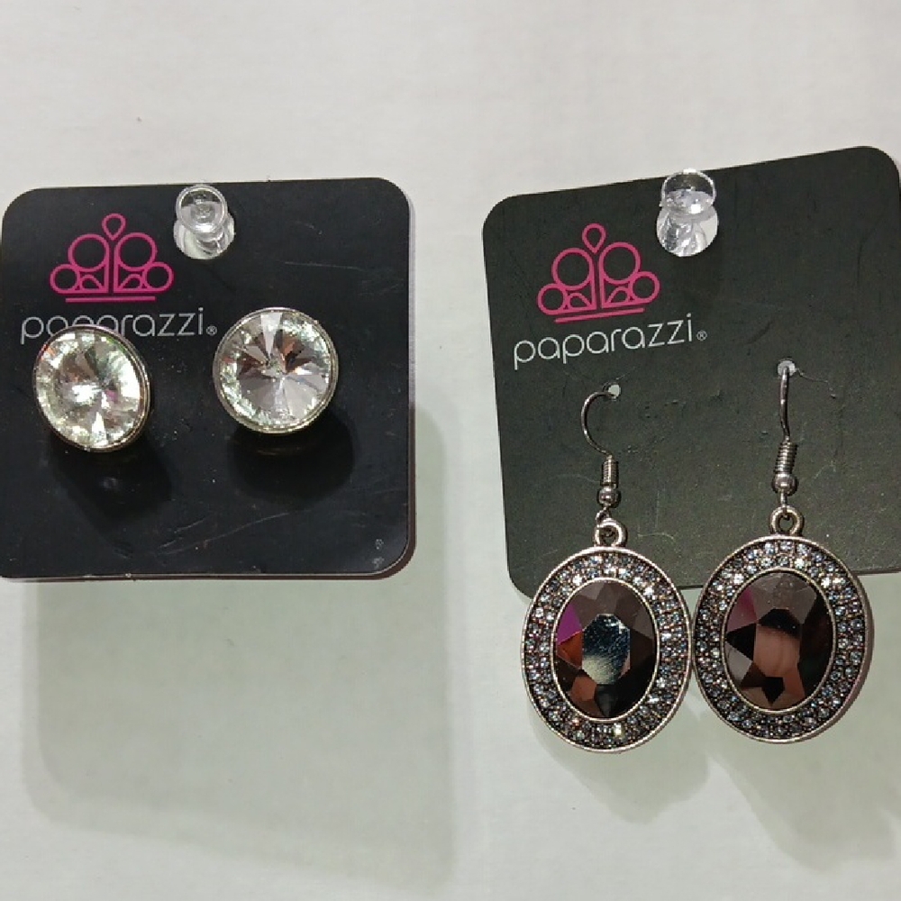 Paparazzi Silver and Black Gemstone Earrings